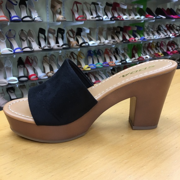 RESTOK Soda Sunkist Black Faux Suede Platform Heel - Picture 10 of 11